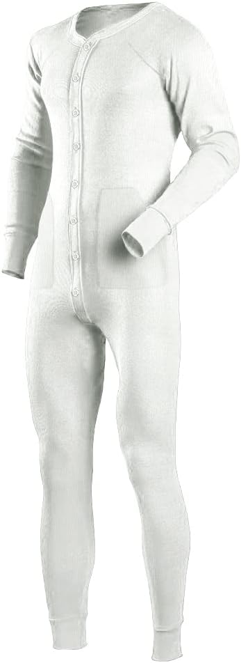 men Long Sleeve Onesies Jumpsuit Nightwear Button Down One Piece Pyjamas