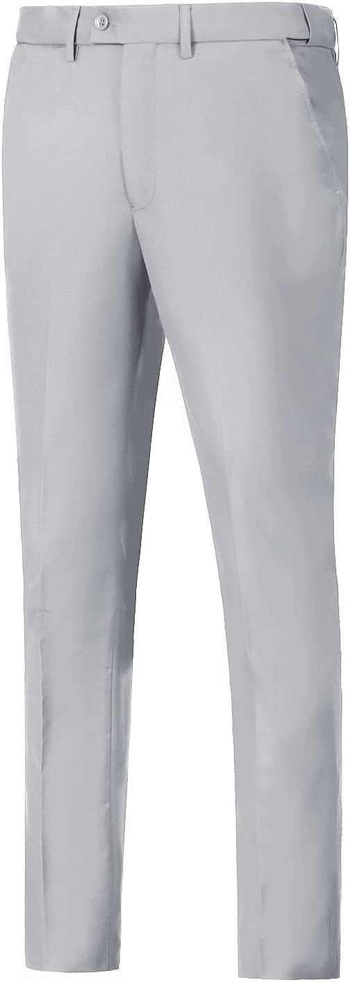 Men Suit Dress Pants Slim Fit Suit Black Groomsmen Wedding Pants Waist Flat Fit Expandable Classic Separate Pant