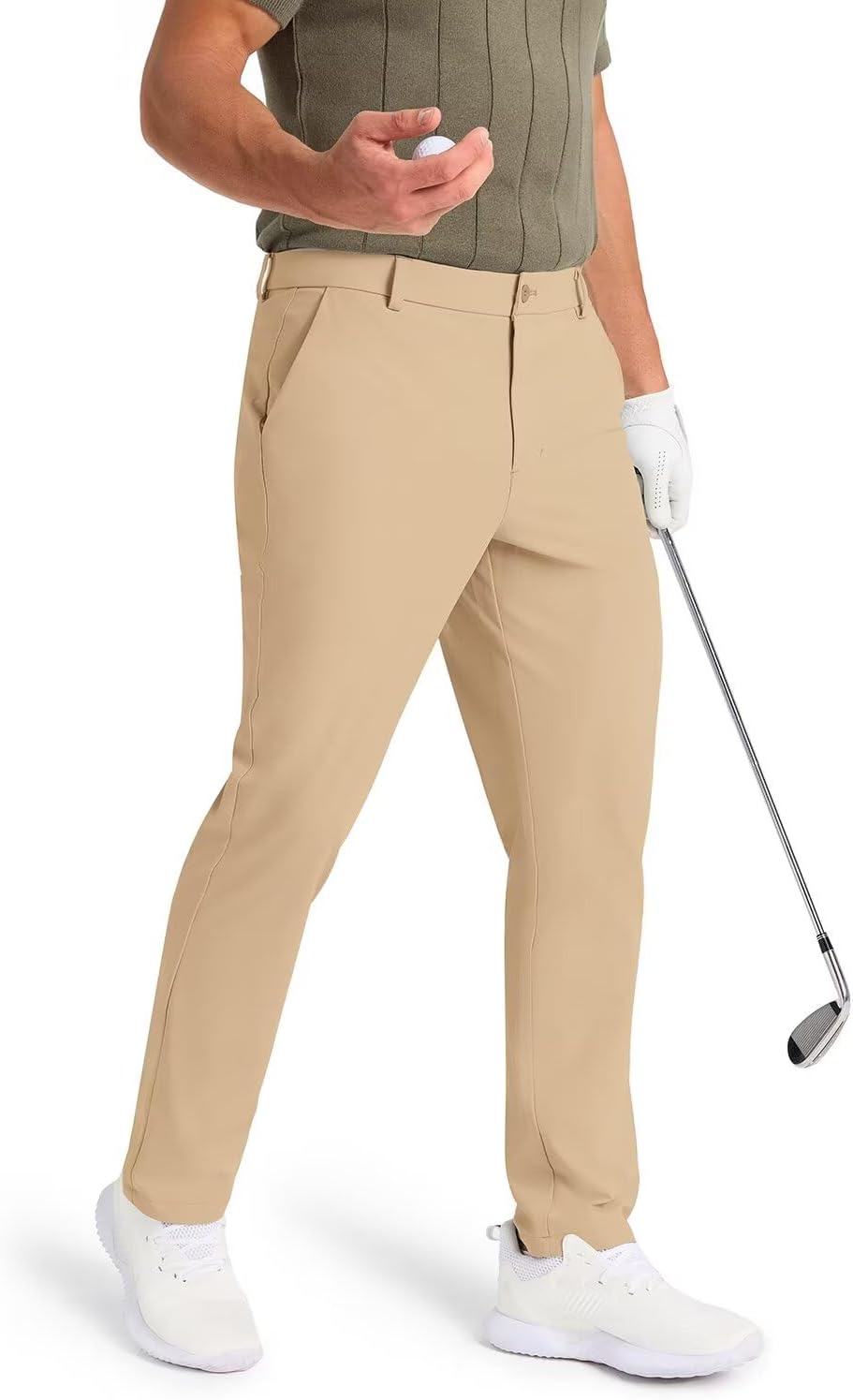 men Classic Fit Golf Pants Stretch Work Dress Pants 30''/32''/34'' Lightweight Casual Pants with Pockets