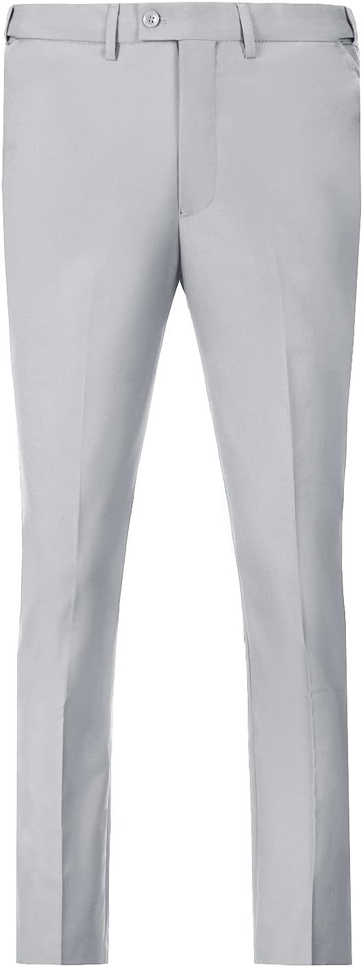 Men Suit Dress Pants Slim Fit Suit Black Groomsmen Wedding Pants Waist Flat Fit Expandable Classic Separate Pant