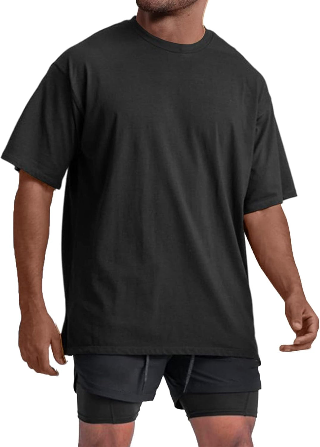 men Oversized Workout T-Shirts Lightweight Quick Dry Short Sleeve Tshirts Crew Neck Loose Fit Athletic Tops