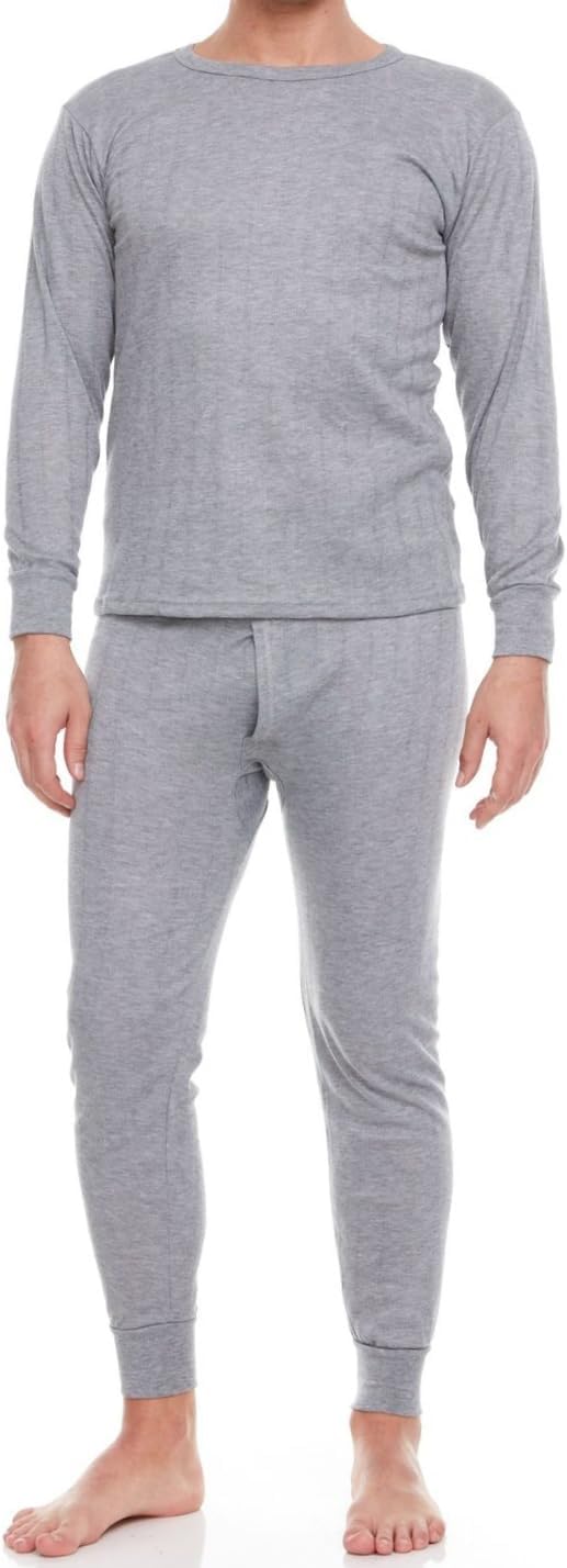 Men Fleece Lined 100% Cotton Thermal Long Johns Top Bottom Underwear Set