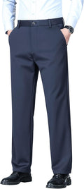 Men's Regular Fit Dress Pants Casual Business Flat Front Mens Wrinkle Free Comfort Stretch Pants