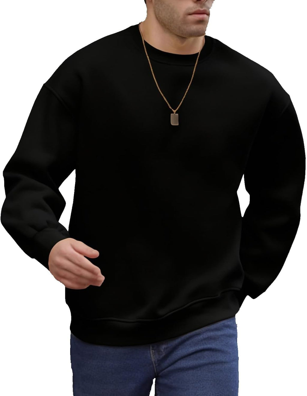 Men's Crewneck Sweatshirt Plain Sweatshirts Athletic Workout Sweat Shirts Soft Long Sleeve Pullover Shirt