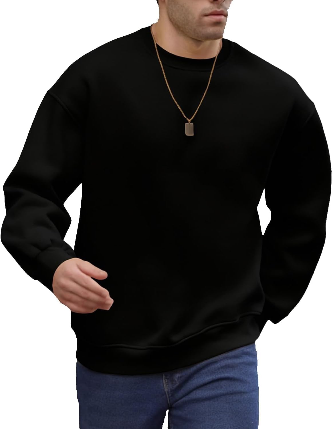 Men's Crewneck Sweatshirt Plain Sweatshirts Athletic Workout Sweat Shirts Soft Long Sleeve Pullover Shirt