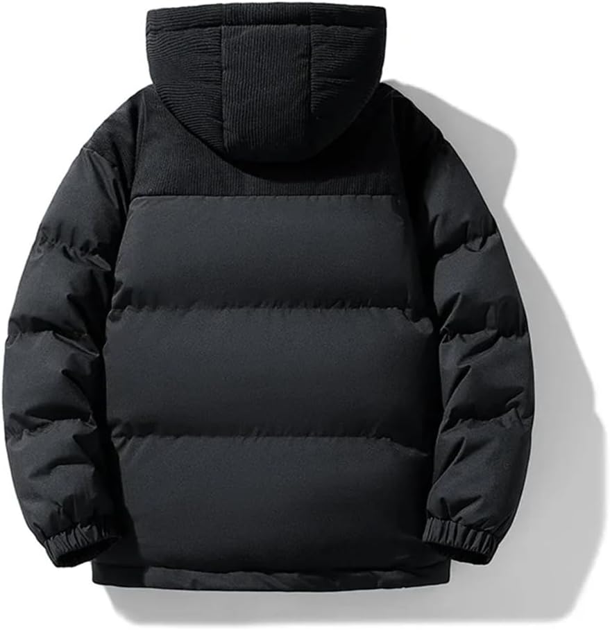 Men's Cotton-Padded Coat Youth Cotton Jacket With Hoodie Warm Casual Jacket For Men