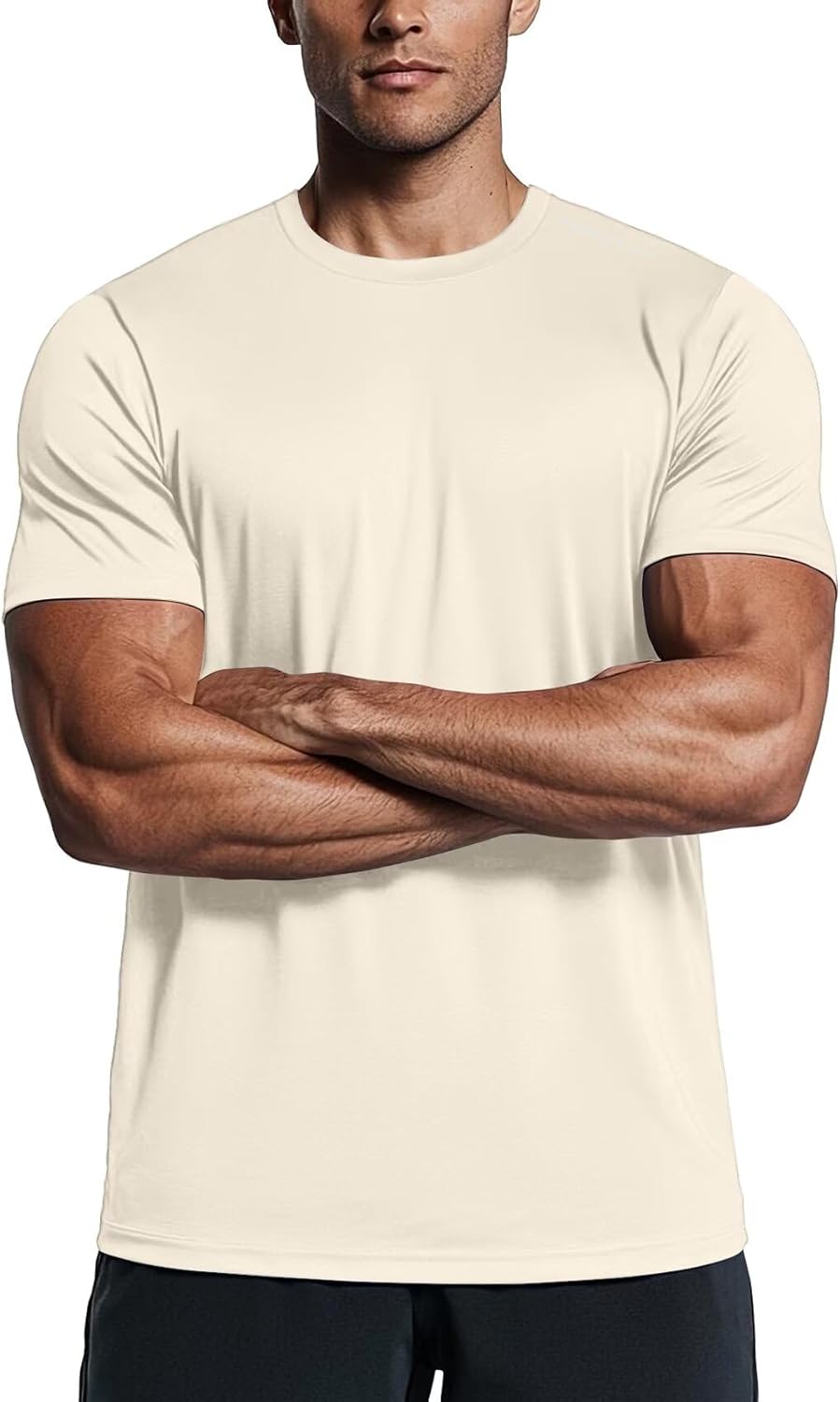 men Athletic Shirts Moisture Wicking Short Sleeve Quick Dry Workout T-Shirt for Gym Running Exercise