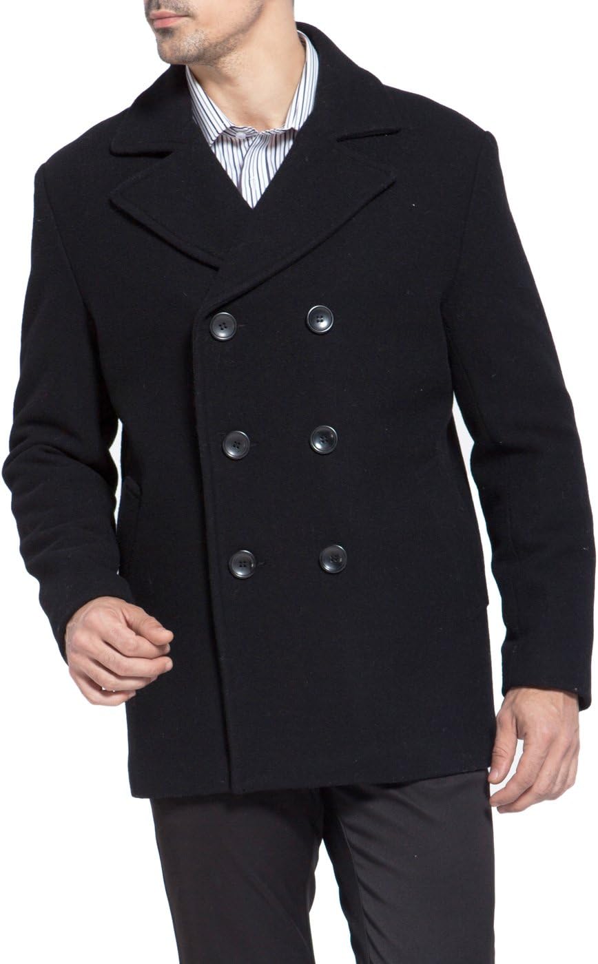 Men  Wool Blend Double Breasted Walking Pea Coat (Also available in Big and Tall and Short)