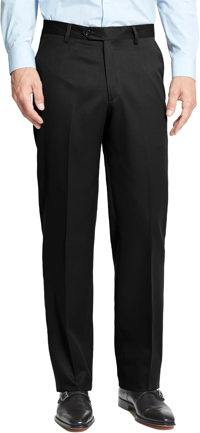 Men's Cozy Hidden Expandable Waist Dress Pants | Premium Stretch Texture Weave Work to Weekend Pants