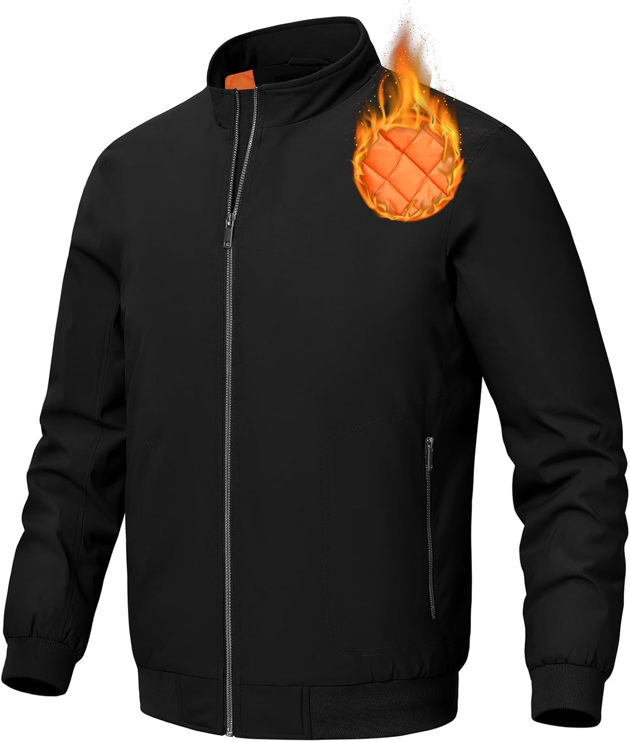 Men's Jacket Insulated Fall Winter jacket Zip Up Windproof Quilted Bomber Jackets Casual Warm Padded Coats