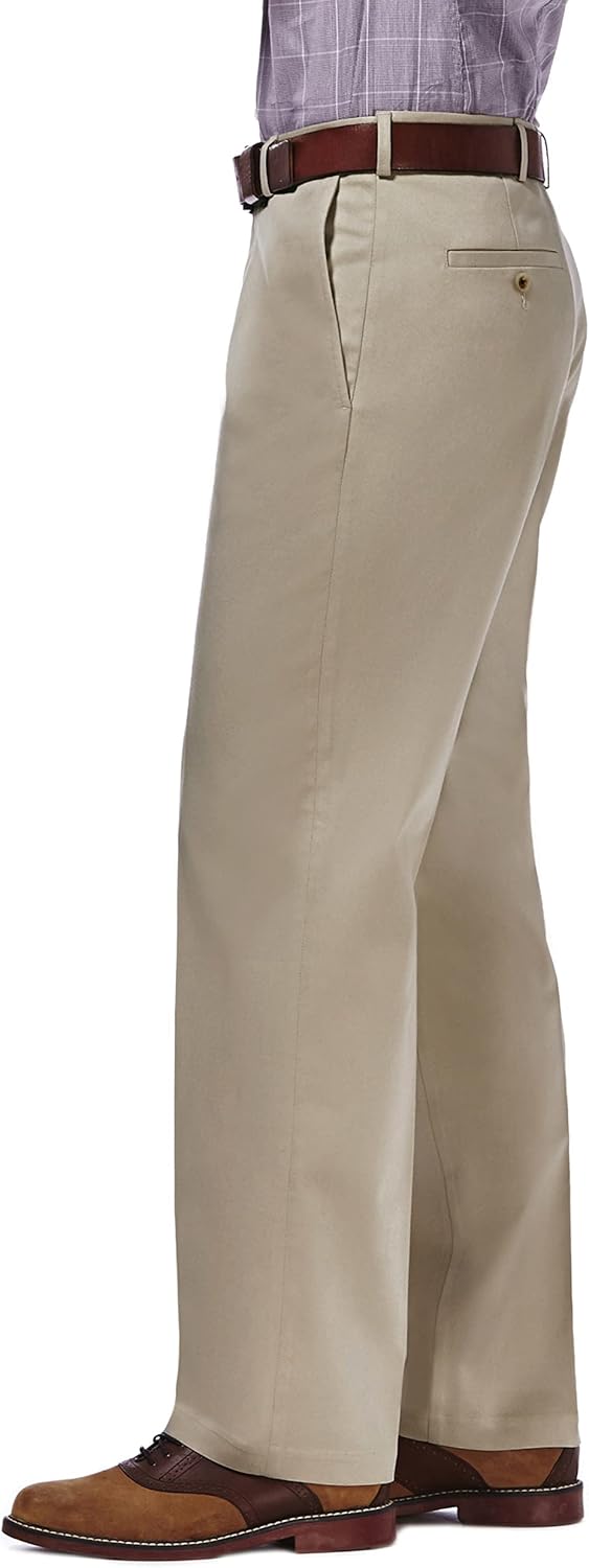 men Premium No Iron Khaki Classic Fit Flat Front Casual Pant (Regular and Big & Tall Sizes)