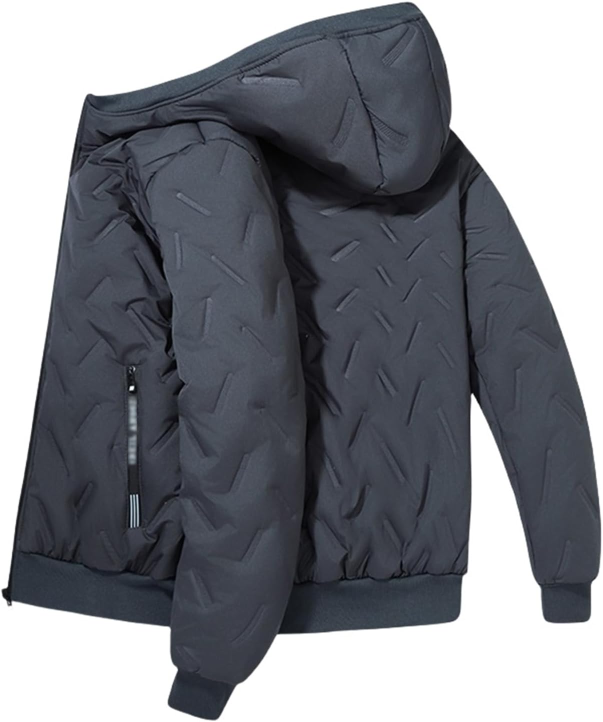 Men's Fleece Lined Jacket Winter Warm Coat Hooded Cotton-Padded Jacket Outdoor Sports Outwear Autumn Winter