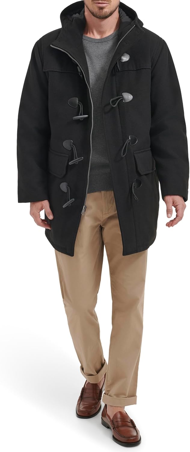 Men's Wool Blend Mid-Length Toggle Coat