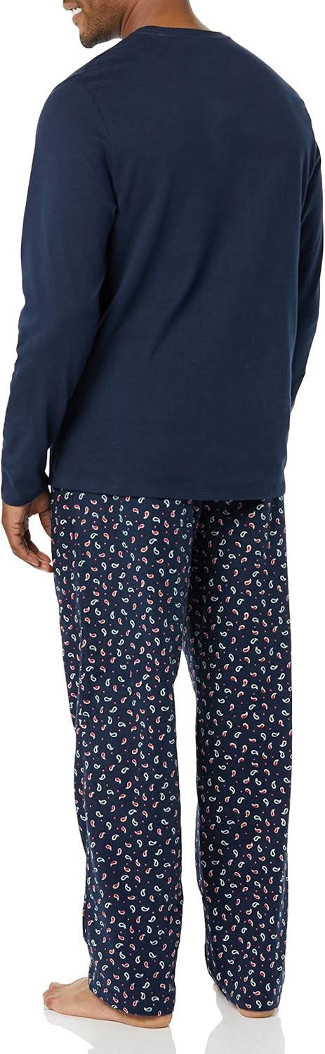 Mens Flannel Pant and Long-Sleeve T-Shirt Pajama Set
