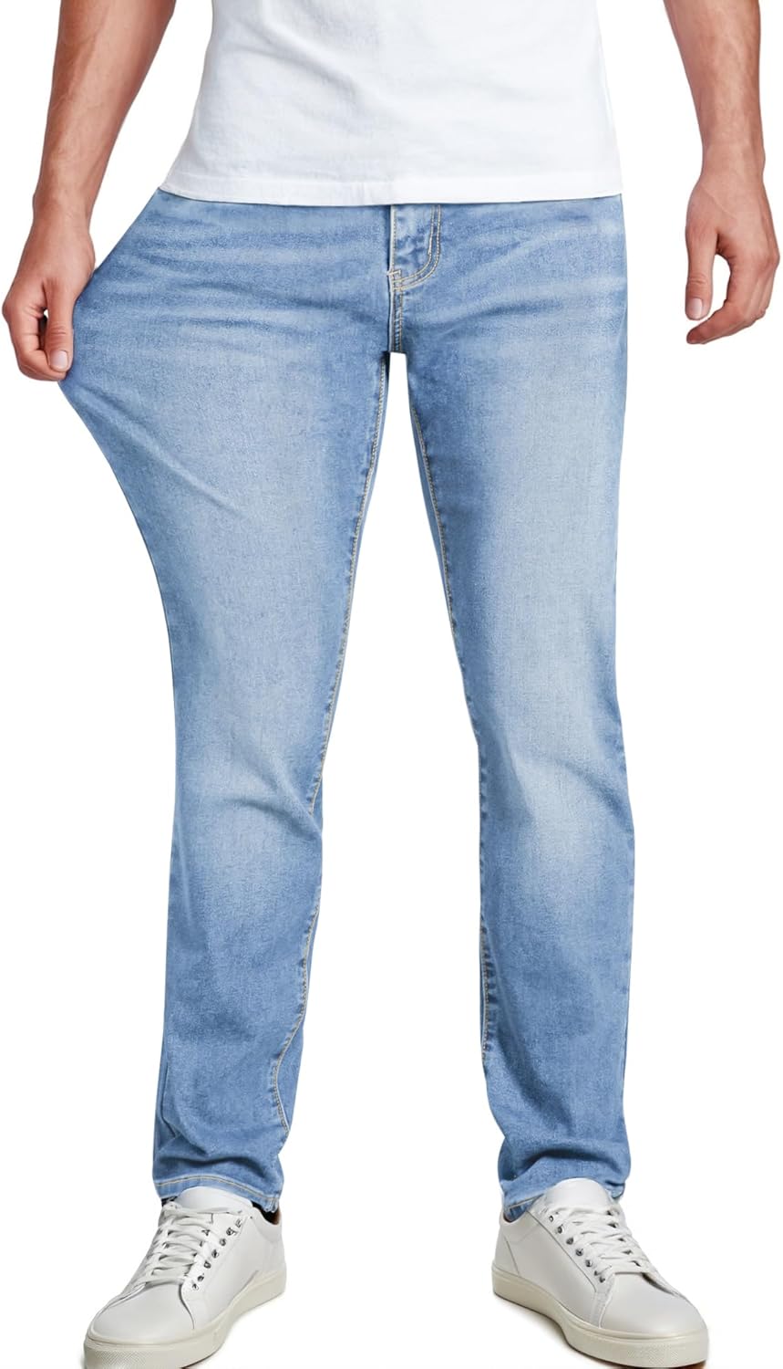 men Jeans Classic Regular Fit Straight Stretch Denim Pants