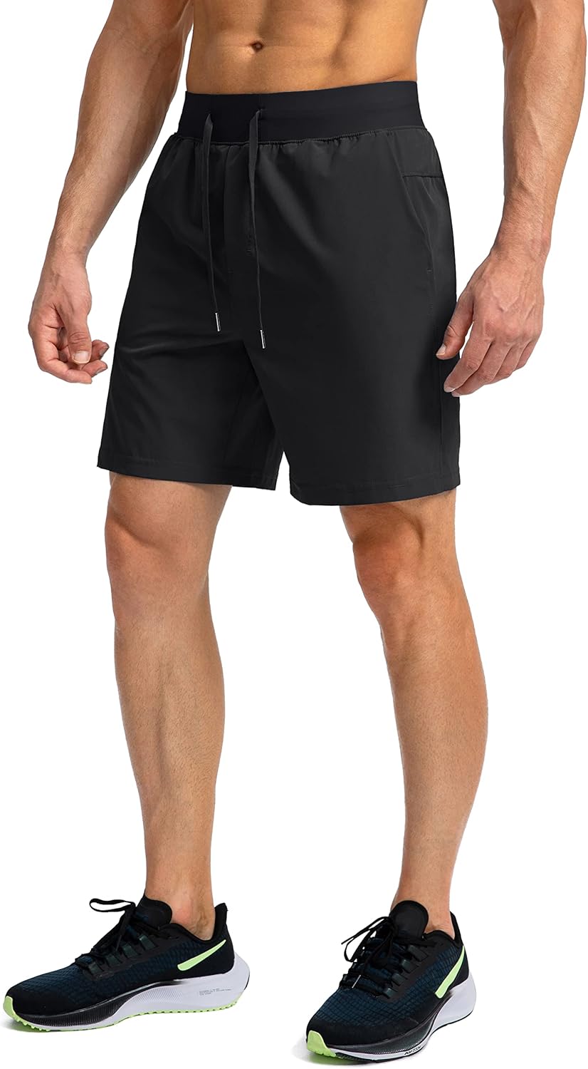 men Running Shorts with Zipper Pockets 7"/ 5" / 9" Lightweight Quick Dry Basketball Gym Workout Athletic Shorts for Men