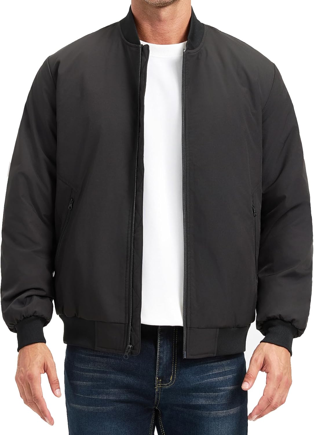 Men's Jackets-Bomber Jacket Fall Winter Warm Windbreaker Full Zip Casual Padded Coats