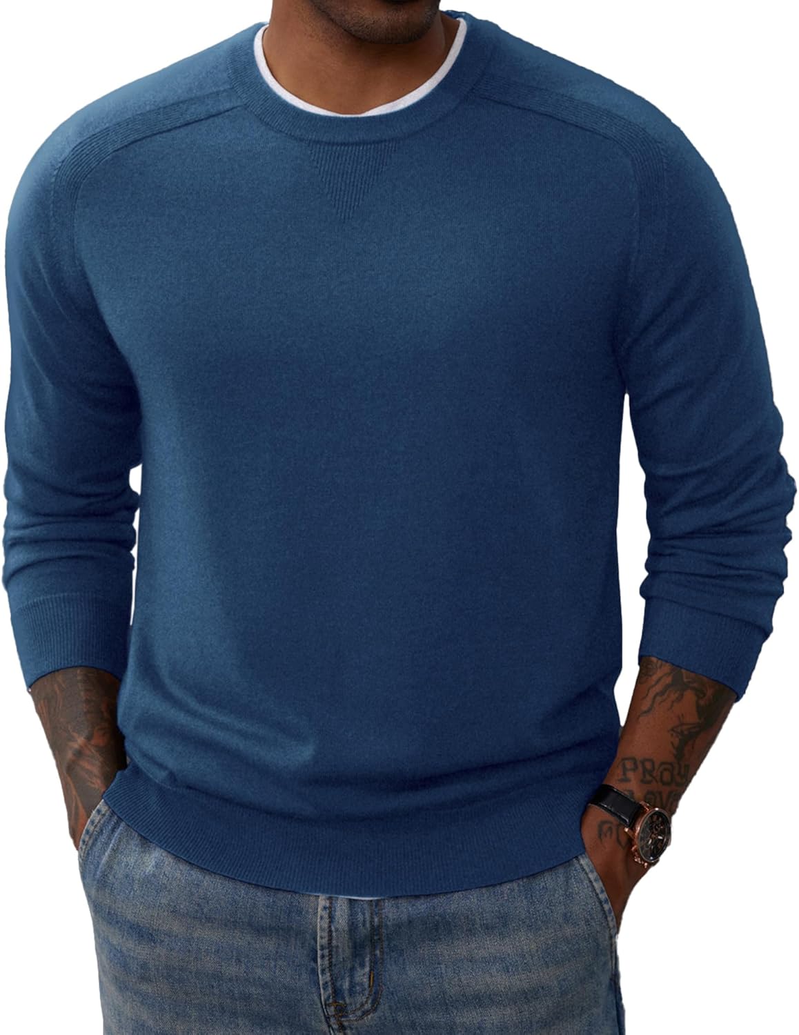 Men's Crewneck Sweaters Casual Crew Neck Sweatshirt Wool Blend Knit Pullovers