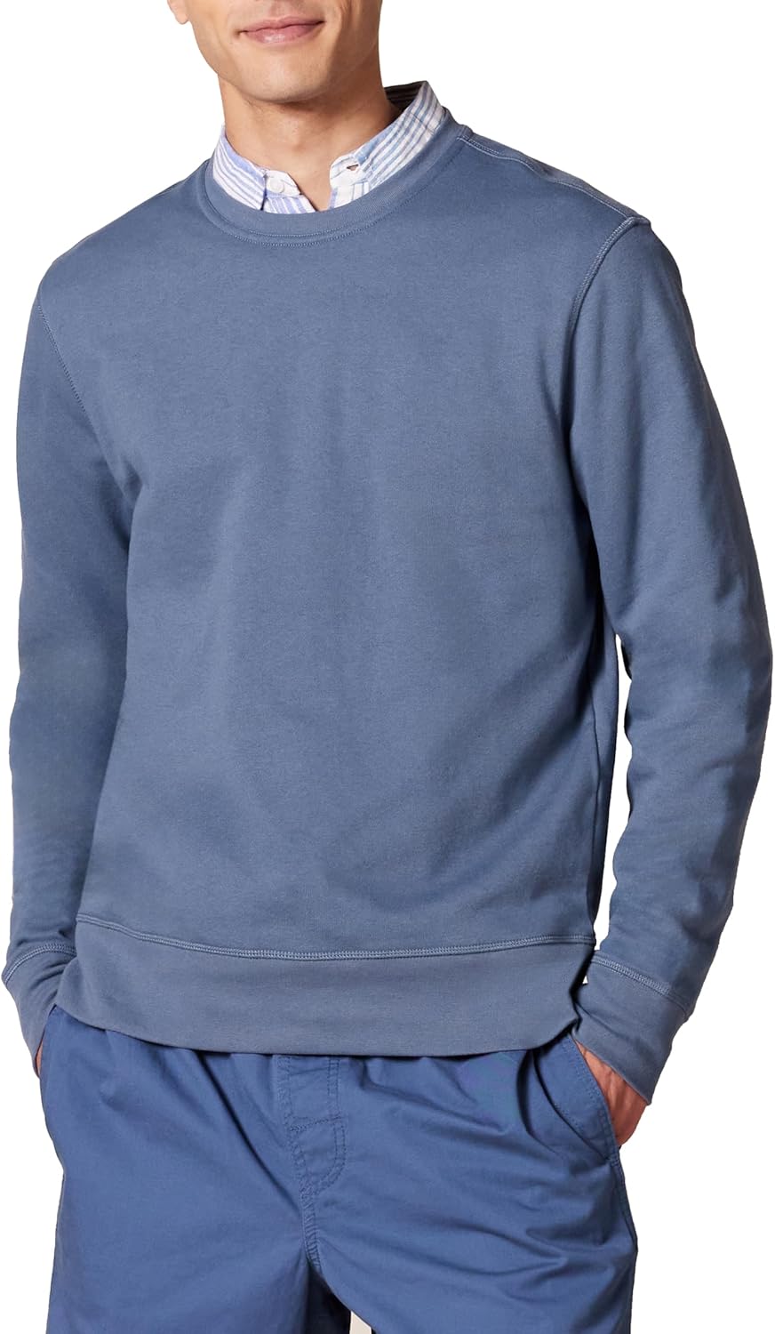 Men's Long-Sleeve Lightweight Fleece French Terry Crewneck Sweatshirt