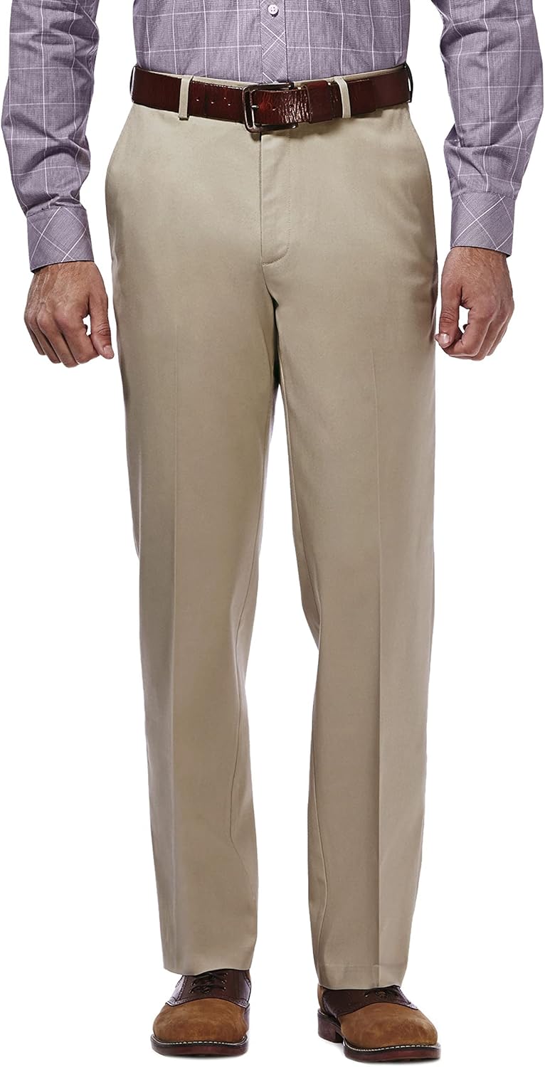 men Premium No Iron Khaki Classic Fit Flat Front Casual Pant (Regular and Big & Tall Sizes)