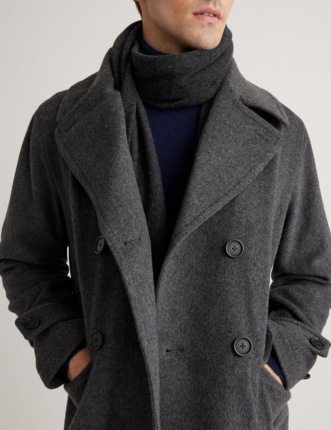 Mens Casual Double Breasted Wool Trench Coat Peacoat Winter Jackets