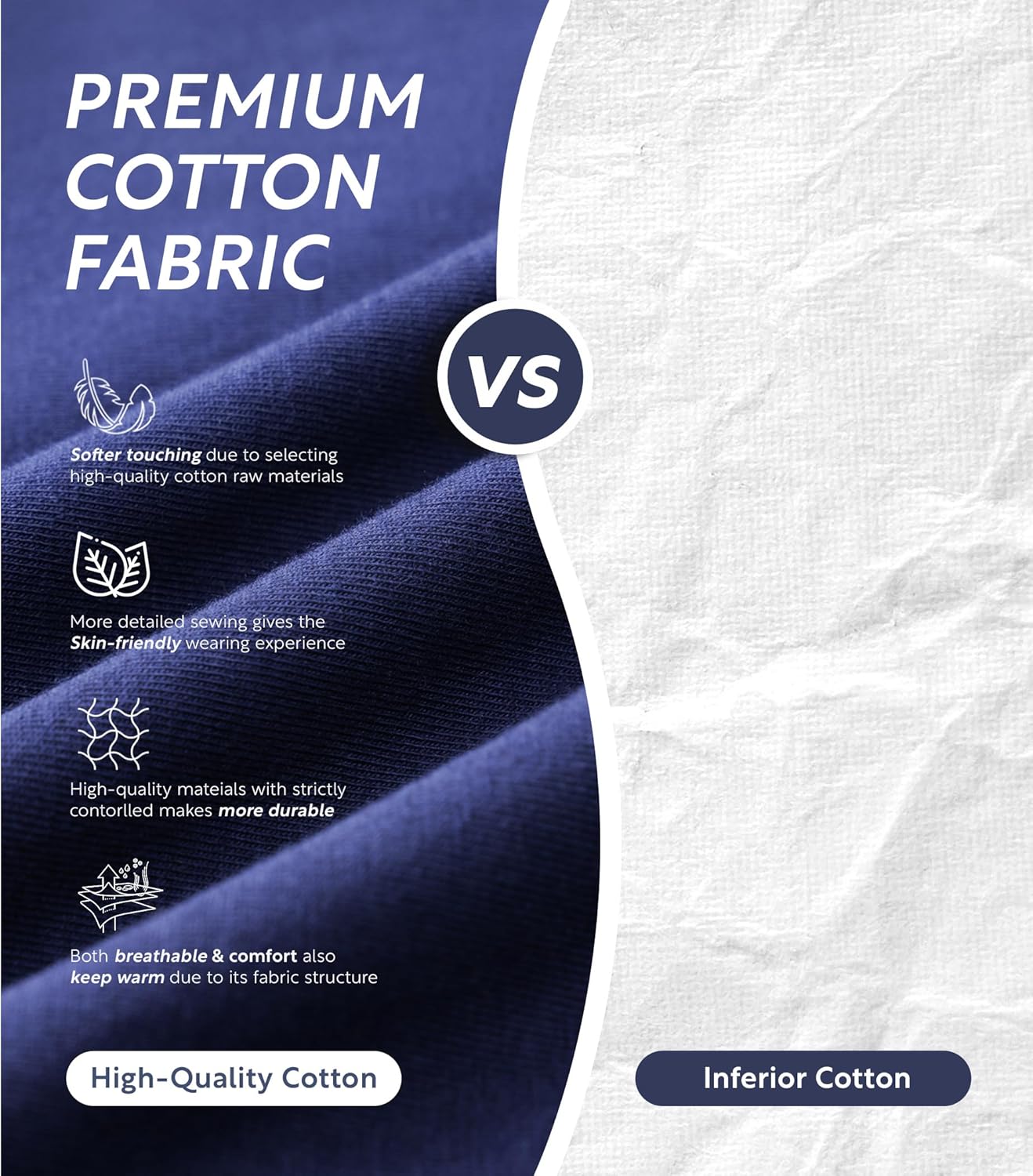 Mens Pajamas Set Soft Cotton Notched Collar Pajamas for Men Long Sleeve Mens Sleepwear with Pockets & Front Fly