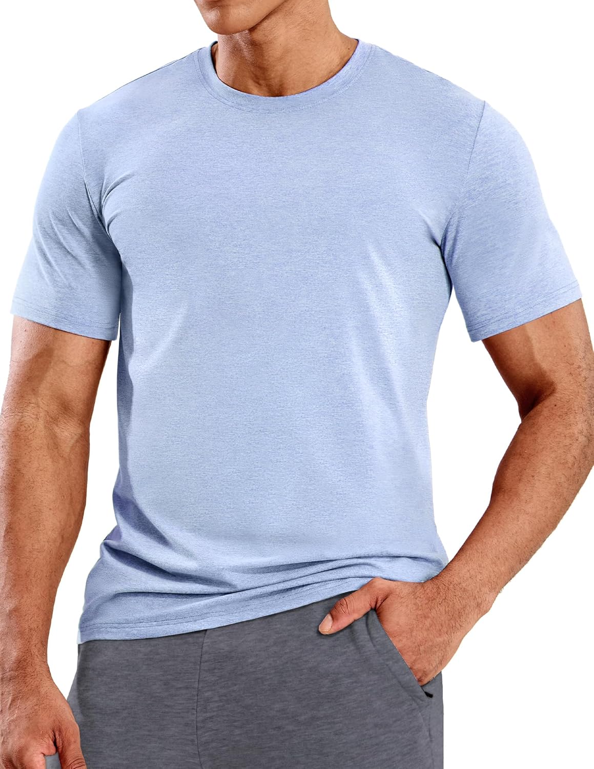 men T Shirts Short Sleeve Dry Fit Soft Athletic Tshirt Moisture Wicking Active Casual Running Tee Tops, Crew Neck